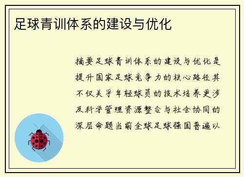 足球青训体系的建设与优化